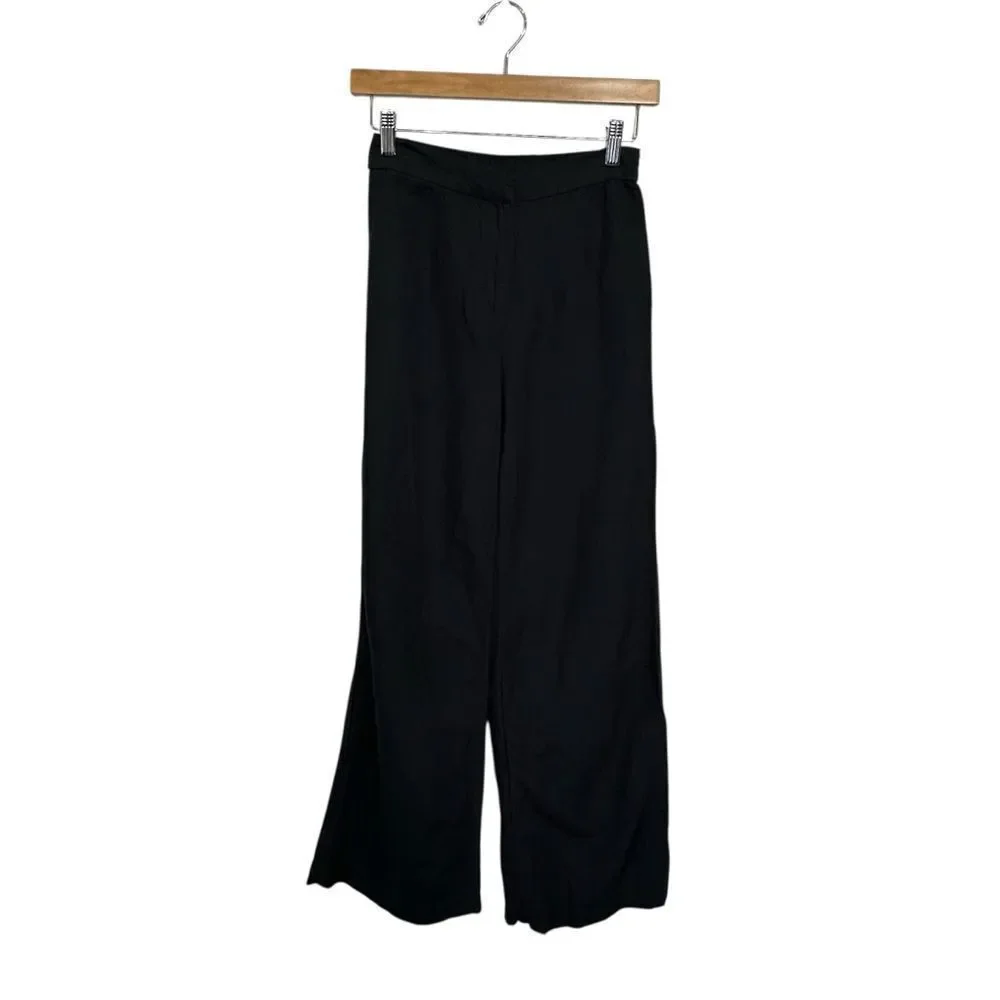 H&M Black Linen Blend Straight Leg Trousers, 2‎